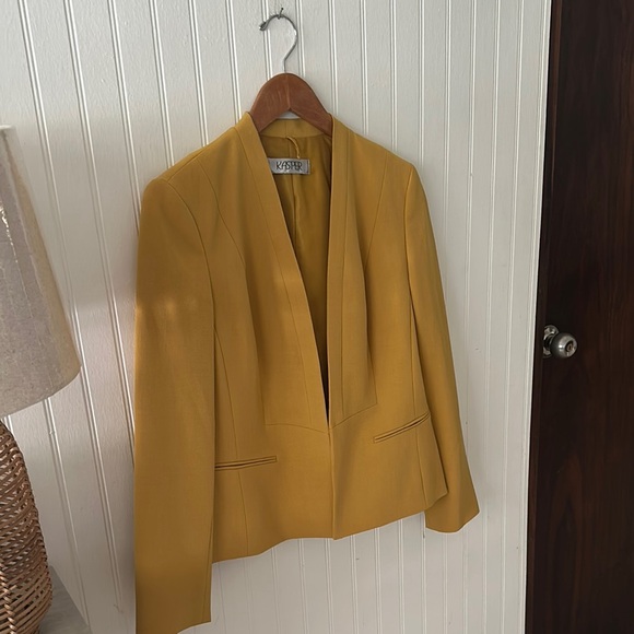 Kasper Yellow Mustard Minimalist Design Blazer sz M - Picture 4 of 15